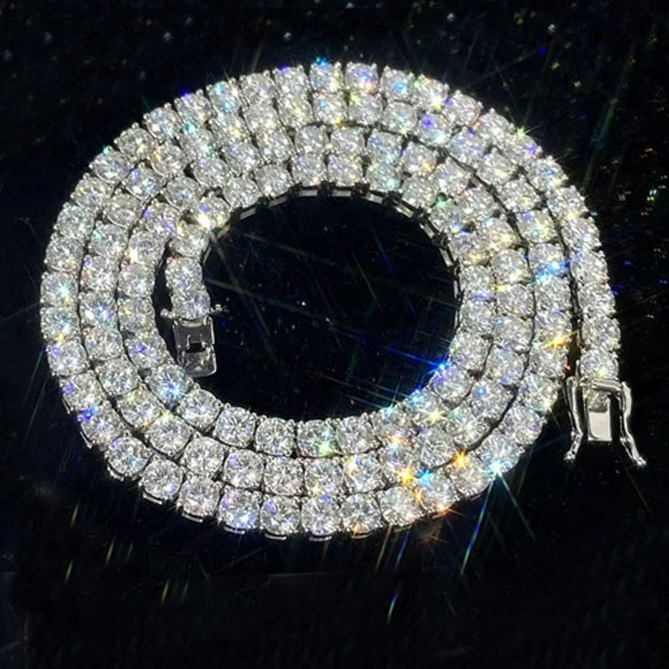 RINNTIN MON01 wholesale manufacturer price 925 sterling silver chilled 2mm 3mm 4mm 5mm VVS silica tennis chain necklace