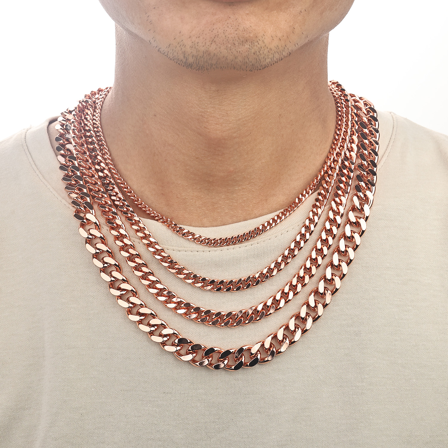 Hot Hiphop Pure Copper Hip Hop Fashion Men's Necklace Customized Luxury Accessories 5/7/9/12mm Copper Retro Cuban Chain Necklace