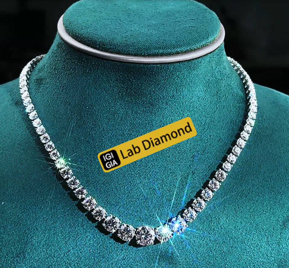 Messi Jewelry 925 Silver 14k Gold Platinum Customized Laboratory Growth Diamond Tennis Chain Necklace