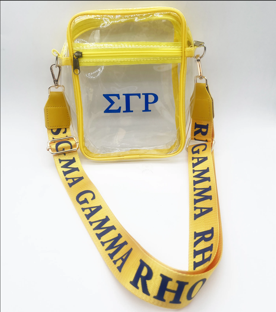 Golden Sigma Gamma Rho Waterproof PVC Travel Shoulder Bag Wallet Transparent Women's Crossbody Bag